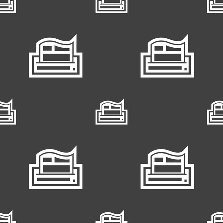 Newspaper icon sign. Seamless pattern on a gray background. Vector illustrationのイラスト素材