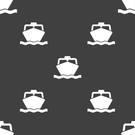 the boat icon sign. Seamless pattern on a gray background. Vector illustrationのイラスト素材