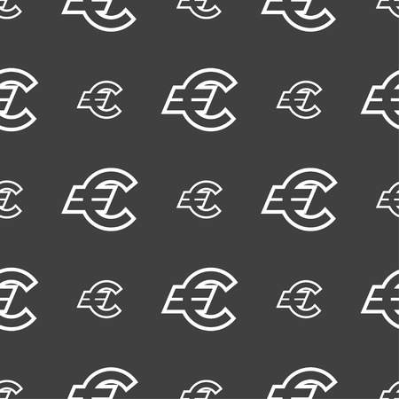 Euro EUR icon sign. Seamless pattern on a gray background. Vector illustrationのイラスト素材
