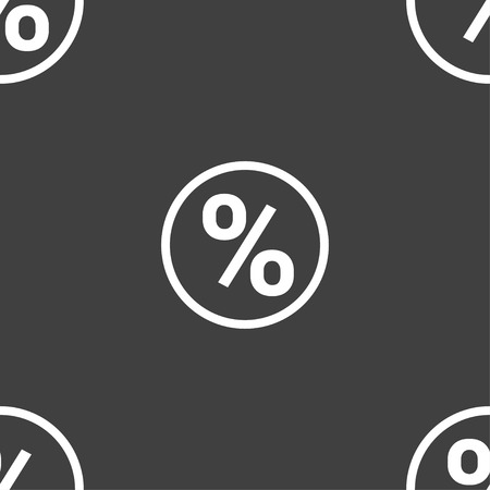 percentage discount icon sign. Seamless pattern on a gray background. Vector illustrationのイラスト素材
