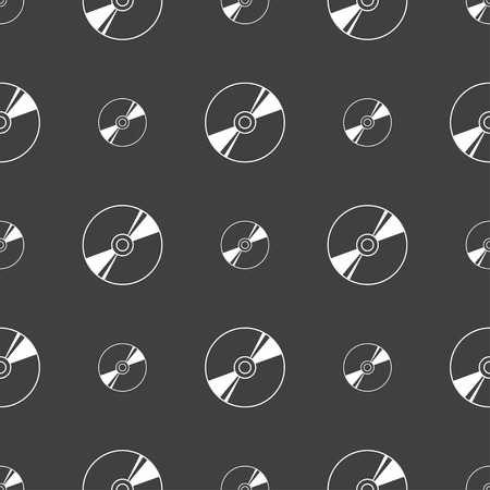 Cd, DVD, compact disk, blue ray icon sign. Seamless pattern on a gray background. Vector illustrationのイラスト素材