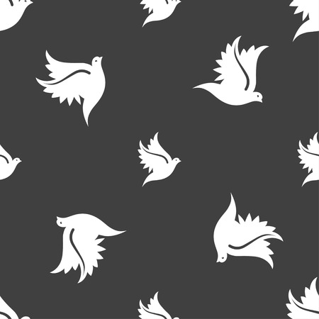 Dove icon sign. Seamless pattern on a gray background. Vector illustrationのイラスト素材