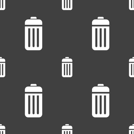 The trash icon sign. Seamless pattern on a gray background. Vector illustrationのイラスト素材