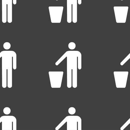 throw away the trash icon sign. Seamless pattern on a gray background. Vector illustrationのイラスト素材