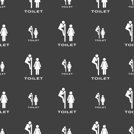 toilet icon sign. Seamless pattern on a gray background. Vector illustrationのイラスト素材