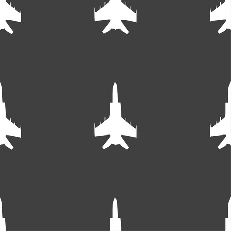 fighter icon sign. Seamless pattern on a gray background. Vector illustrationのイラスト素材
