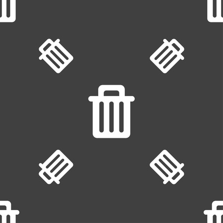 Recycle bin icon sign. Seamless pattern on a gray background. Vector illustrationのイラスト素材