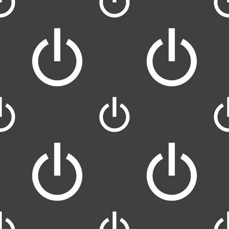 Power icon sign. Seamless pattern on a gray background. Vector illustrationのイラスト素材