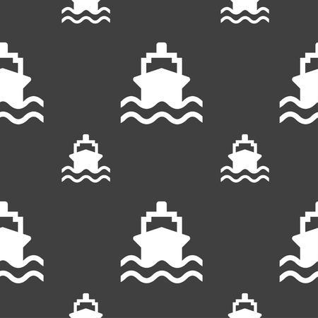 ship icon sign. Seamless pattern on a gray background. Vector illustrationのイラスト素材