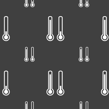 thermometer temperature icon sign. Seamless pattern on a gray background. Vector illustrationのイラスト素材