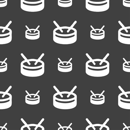 drum icon sign. Seamless pattern on a gray background. Vector illustrationのイラスト素材