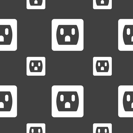 Electric plug, Power energy icon sign. Seamless pattern on a gray background. Vector illustrationのイラスト素材