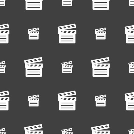 Cinema Clapper  icon sign. Seamless pattern on a gray background. Vector illustrationのイラスト素材