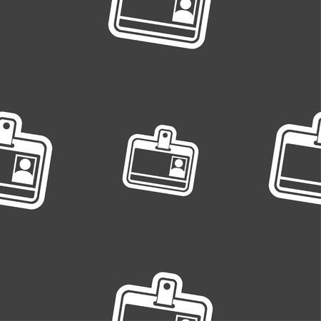 Id card icon sign. Seamless pattern on a gray background. Vector illustrationのイラスト素材