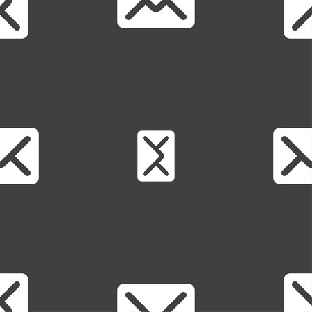 Mail, envelope, letter icon sign. Seamless pattern on a gray background. Vector illustrationのイラスト素材