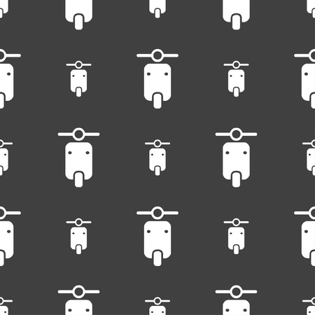 motorcycle icon sign. Seamless pattern on a gray background. Vector illustrationのイラスト素材
