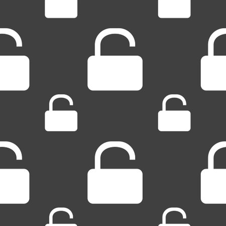 Open Padlock icon sign. Seamless pattern on a gray background. Vector illustrationのイラスト素材