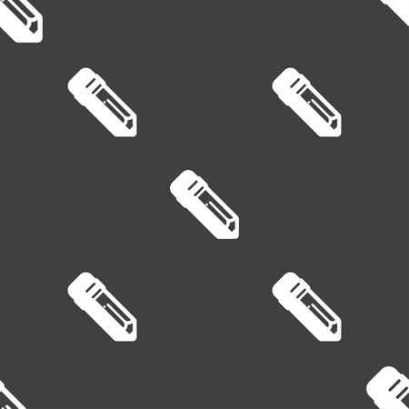 pencil icon sign. Seamless pattern on a gray background. Vector illustrationのイラスト素材
