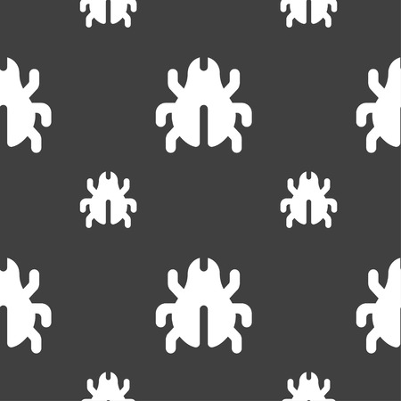 Software Bug, Virus, Disinfection, beetle icon sign. Seamless pattern on a gray background. Vector illustrationのイラスト素材