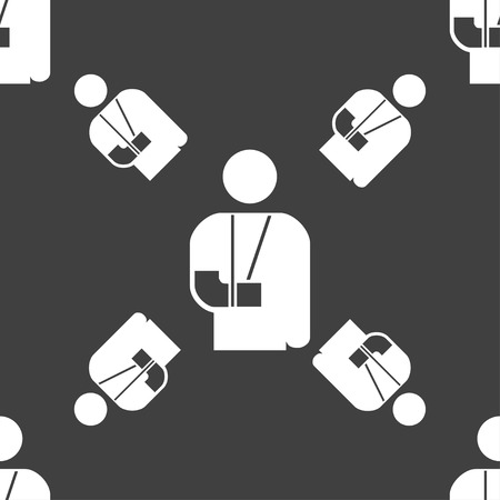 broken arm, disability icon sign. Seamless pattern on a gray background. Vector illustrationのイラスト素材