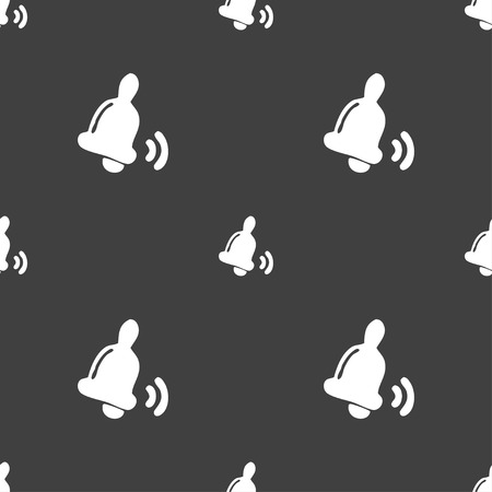 Bell  icon sign. Seamless pattern on a gray background. Vector illustrationのイラスト素材
