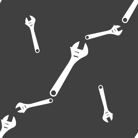 wrench icon sign. Seamless pattern on a gray background. Vector illustrationのイラスト素材