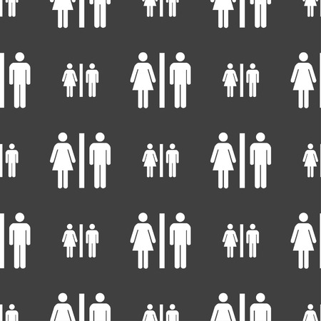 silhouette of a man and a woman icon sign. Seamless pattern on a gray background. Vector illustrationのイラスト素材