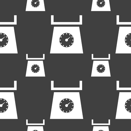 kitchen scales icon sign. Seamless pattern on a gray background. Vector illustrationのイラスト素材