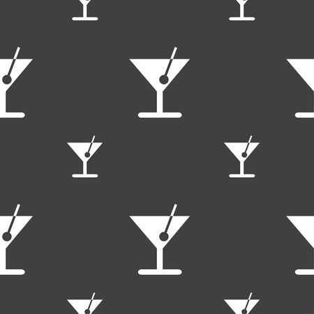 cocktail icon sign. Seamless pattern on a gray background. Vector illustrationのイラスト素材