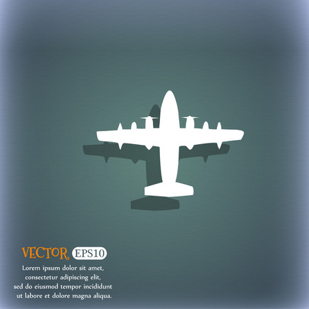 aircraft icon symbol on the blue-green abstract background with shadow and spaceのイラスト素材