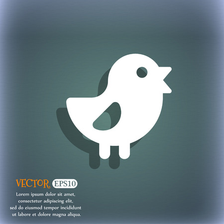 chicken, Bird icon symbol on the blue-green abstract background with shadow and spaceのイラスト素材