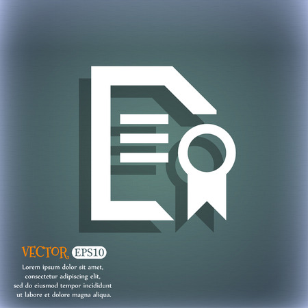 Award File document icon symbol on the blue-green abstract background with shadow and spaceのイラスト素材