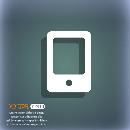 Tablet icon symbol on the blue-green abstract background with shadow and spaceのイラスト素材