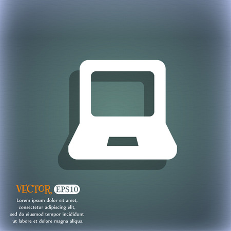 Laptop icon symbol on the blue-green abstract background with shadow and spaceのイラスト素材