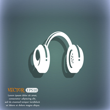 headsets icon symbol on the blue-green abstract background with shadow and spaceのイラスト素材