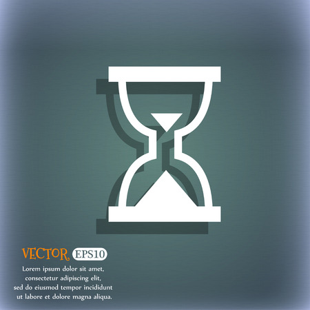 Hourglass, Sand timer icon symbol on the blue-green abstract background with shadow and spaceのイラスト素材
