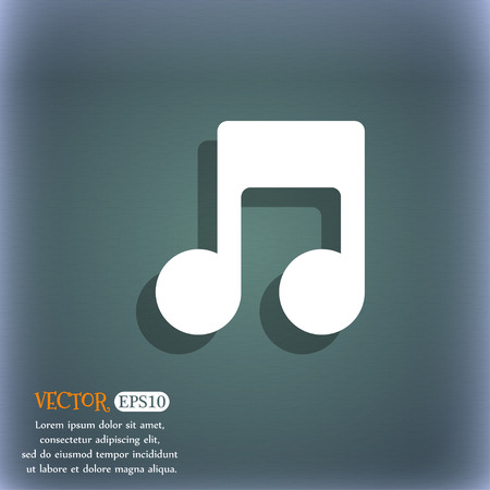 Music note icon symbol on the blue-green abstract background with shadow and spaceのイラスト素材