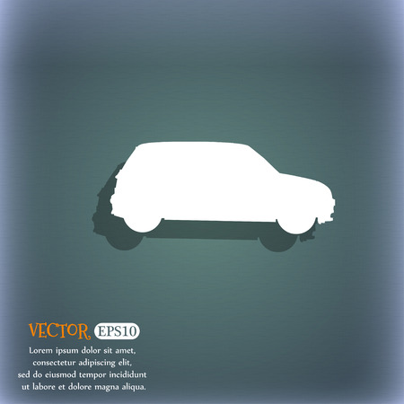 Vehicle icon symbol on the blue-green abstract background with shadow and spaceのイラスト素材