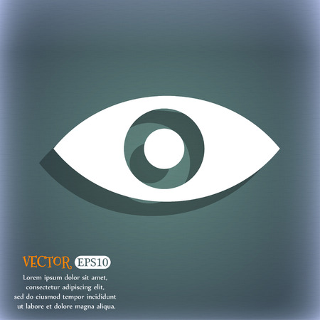 Eye, Publish content, sixth sense, intuition  icon symbol on the blue-green abstract background with shadow and spaceのイラスト素材