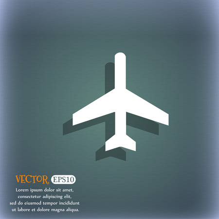 airplane icon symbol on the blue-green abstract background with shadow and spaceのイラスト素材