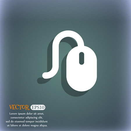 Computer mouse icon symbol on the blue-green abstract background with shadow and spaceのイラスト素材