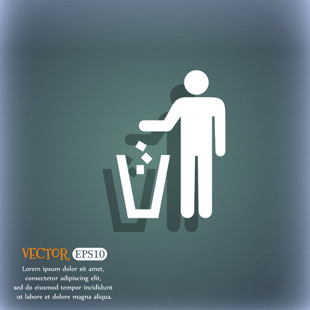 throw away the trash icon symbol on the blue-green abstract background with shadow and spaceのイラスト素材