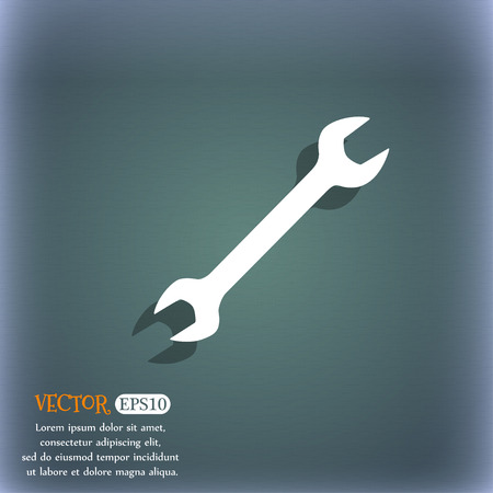 wrench icon symbol on the blue-green abstract background with shadow and spaceのイラスト素材