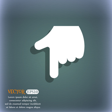 pointing hand icon symbol on the blue-green abstract background with shadow and spaceのイラスト素材