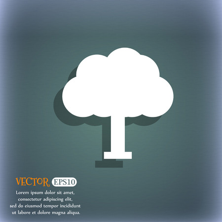 Tree, Forest icon symbol on the blue-green abstract background with shadow and spaceのイラスト素材