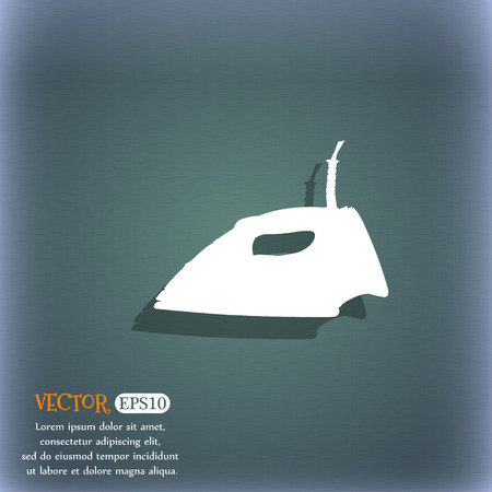 Iron icon symbol on the blue-green abstract background with shadow and spaceのイラスト素材