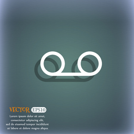 audio cassette icon symbol on the blue-green abstract background with shadow and spaceのイラスト素材