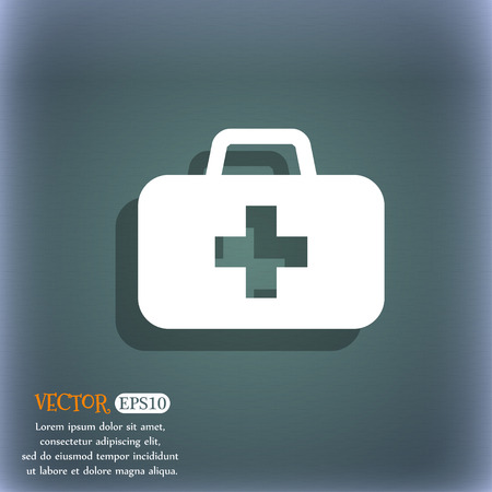 medicine chest  icon symbol on the blue-green abstract background with shadow and spaceのイラスト素材