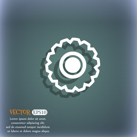 cogwheel icon symbol on the blue-green abstract background with shadow and spaceのイラスト素材