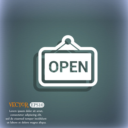 open icon symbol on the blue-green abstract background with shadow and spaceのイラスト素材